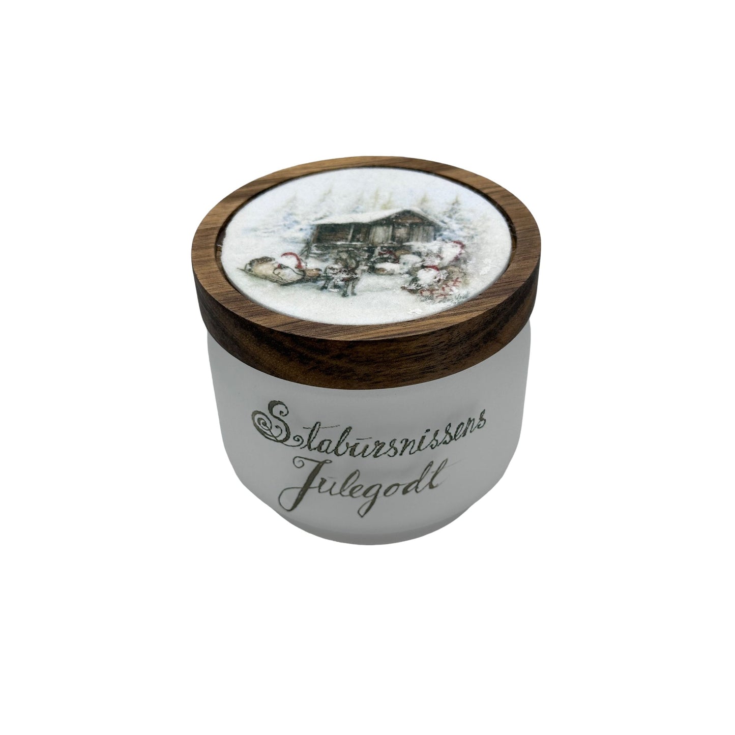Stabbursnissens julegodt, -glasskrukke m/ trelokk