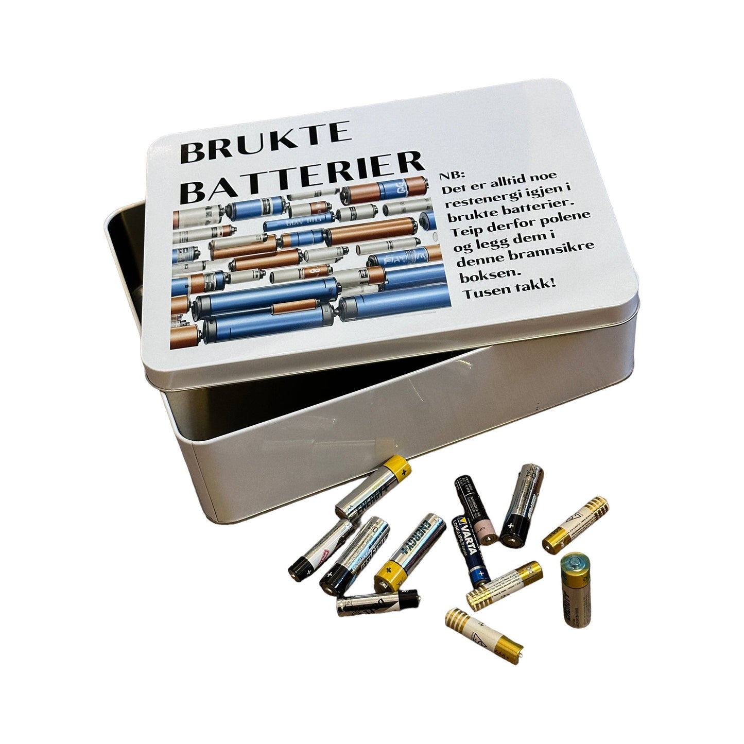 Boks til brukte batterier