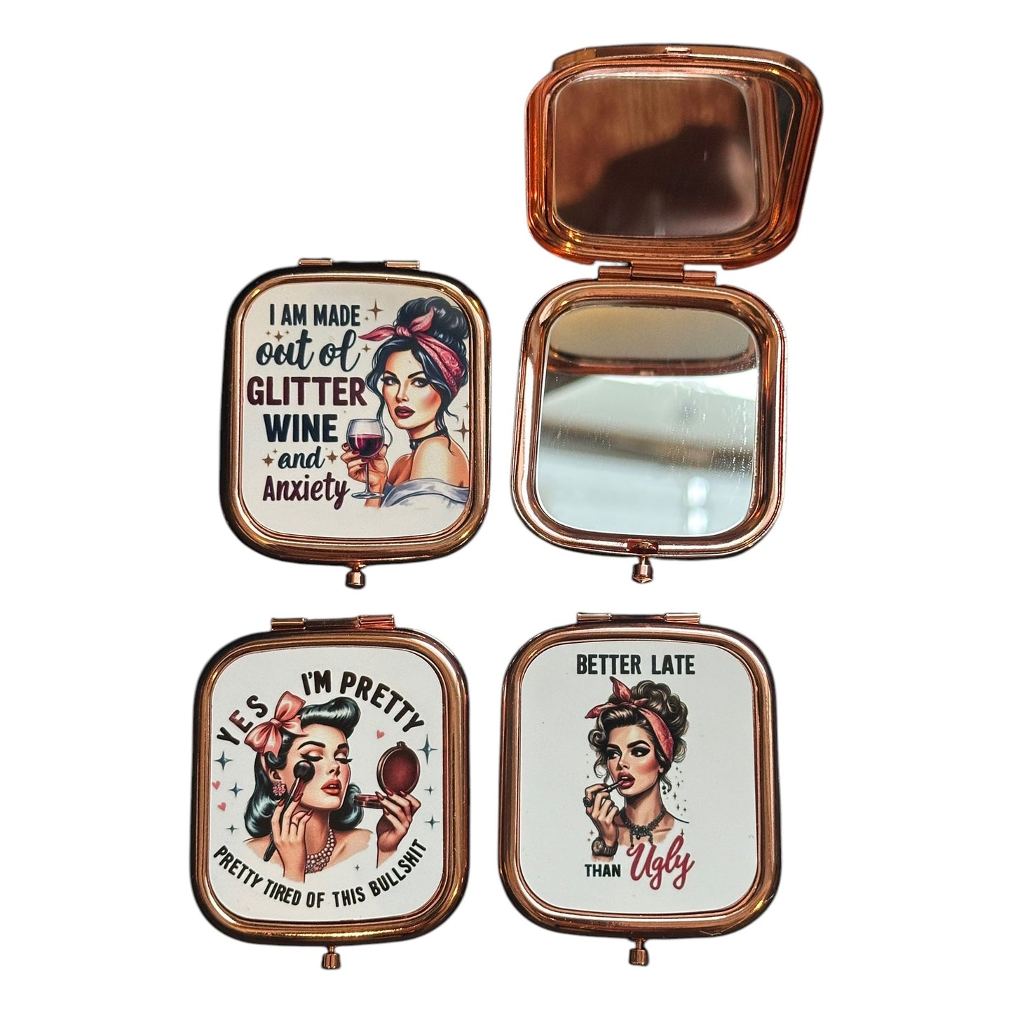 Sminkespeil i roségull (75x55x6 mm)