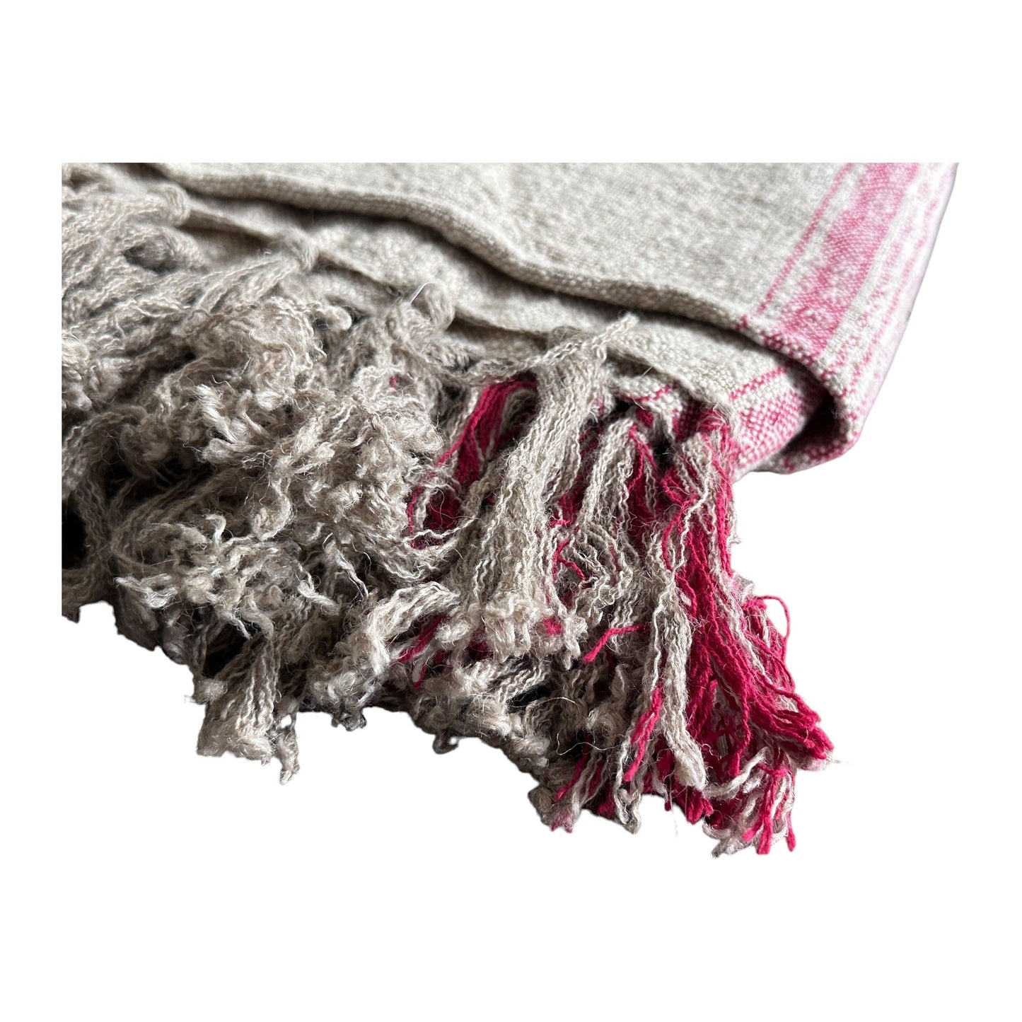 Pledd/ duk Linfarget med røde striper