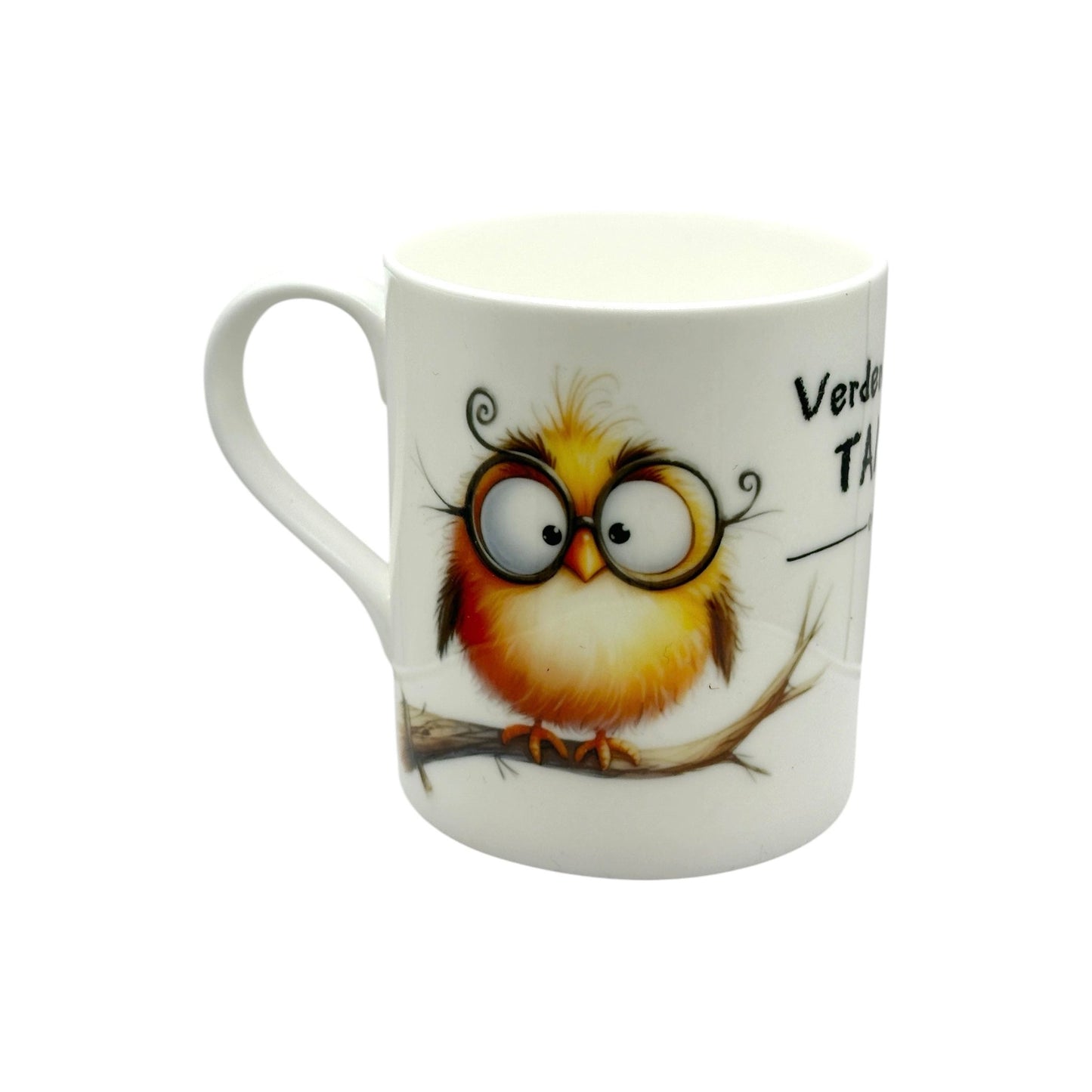 Verdens beste...-Søte porselenskopper med fargerike fugler og koselig tekst