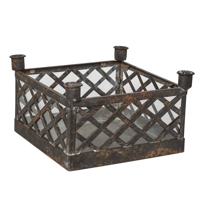 Lysestake i metall og glass - 4 kronelys