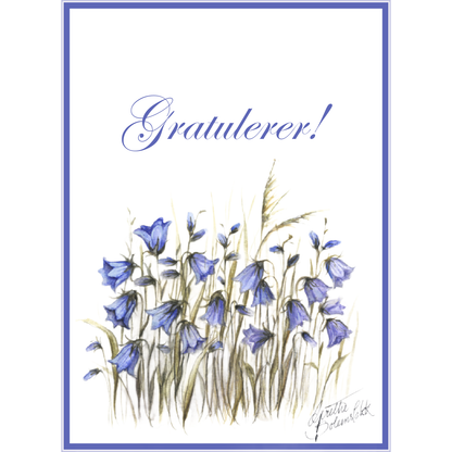 Kort med blomstermotiv,  doble m/ konvolutt