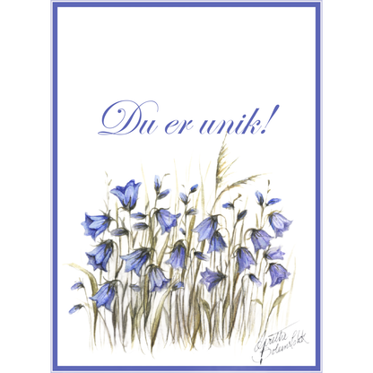 Kort med blomstermotiv,  doble m/ konvolutt