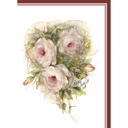 Kort med blomstermotiv,  doble m/ konvolutt