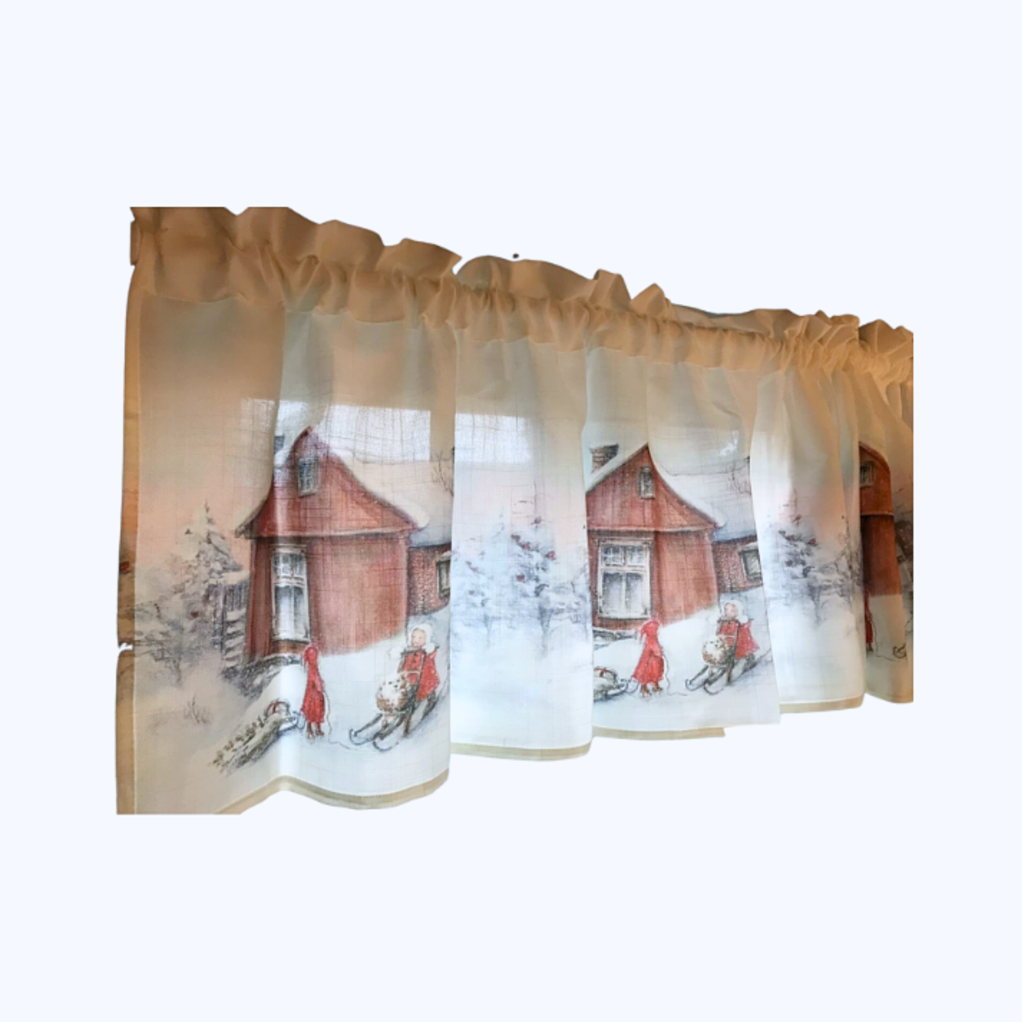 Gardinkappe ferdigsydd - Låve