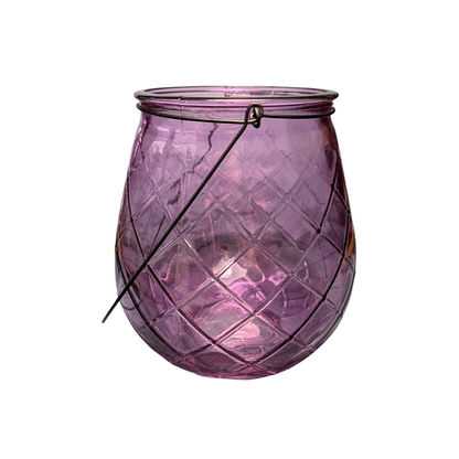 Elegant lykt i glass med metallbøyle