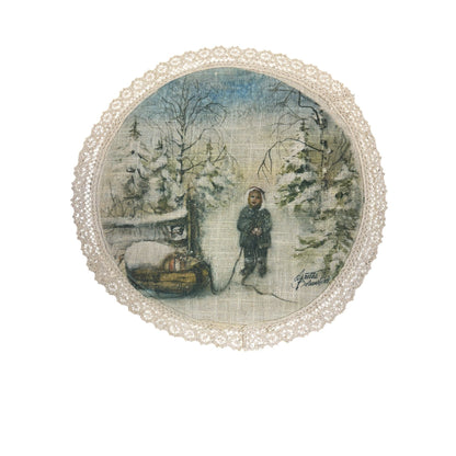 Brikke " Blåtimen" -Ø 30cm