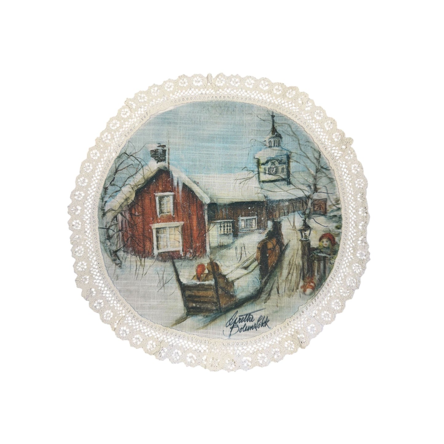 Brikke "Mormor på Røros" -Ø 30cm