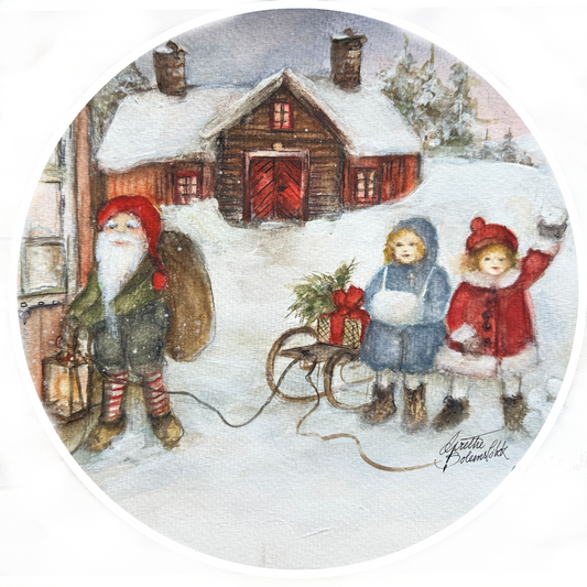Brikke "Nissebesøk" -Ø 30cm